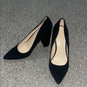 Nine West black suede block heels